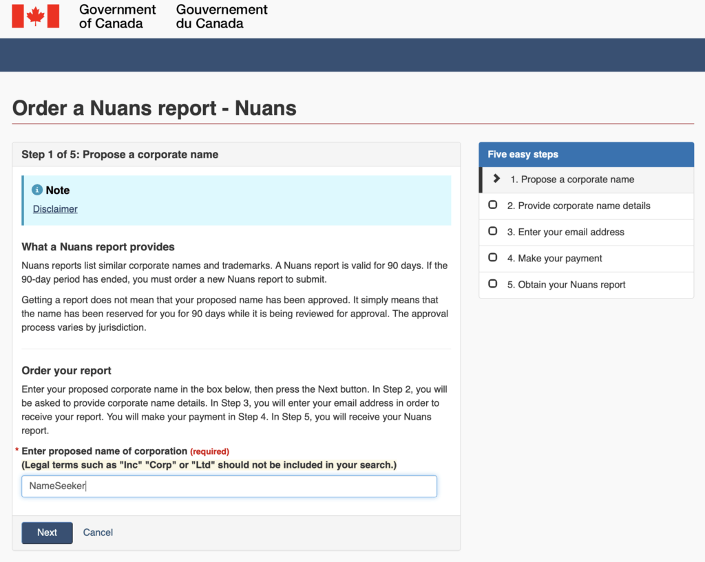 Order a NUANS report